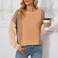 thumbnail image 2 of HUITKMM Tshirts 2024 Autumn and Winter Color Contrast Long Sleeve Loose Thread Stitching T Shirt, 2 of 9