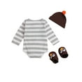 thumbnail image 3 of Gupgi Baby First Thanksgiving Outfits, Striped Rompers + Turkey Hat + Socks, 3 of 9