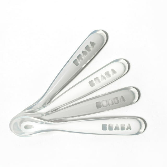 BEABA Silicone Baby Spoons, First Baby Spoons, Soft on Baby Gums, Cloud