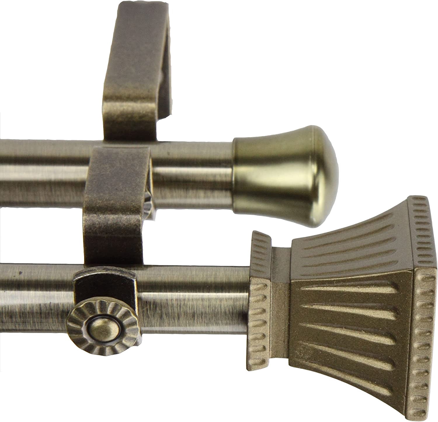 13/16" Dia Adjustable 120-170" Amara Double Curtain Rod in Antique Brass