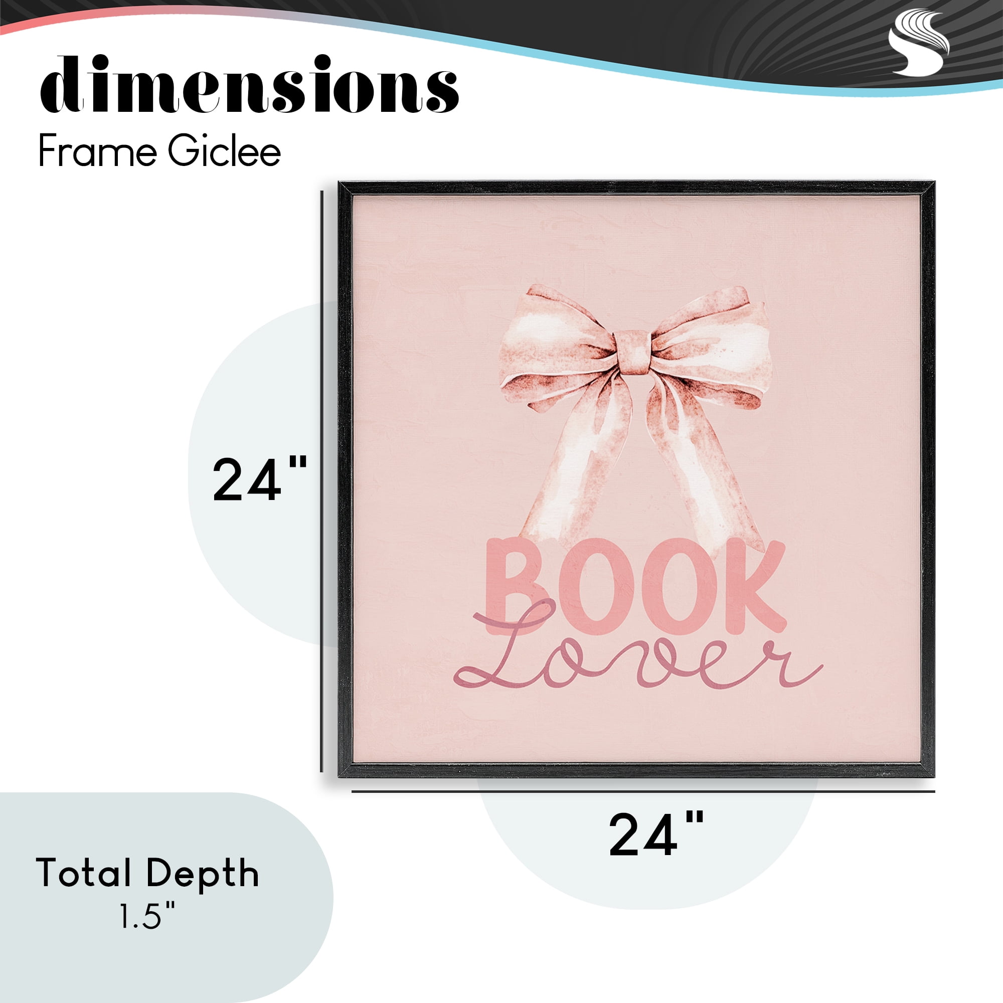 Blush Pink Book Lover Black Framed Giclee Art, design by Kim Allen