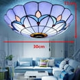 thumbnail image 2 of NEW 12" Tiffany Style Stained Glass Flush Mount Ceiling Light Vintage Fixture For Dining Room, Living Room, And Other Places., 2 of 12
