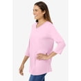 thumbnail image 3 of Woman Within Plus Size Perfect Three-Quarter Sleeve V-Neck Tee (Petite Available), 3 of 6