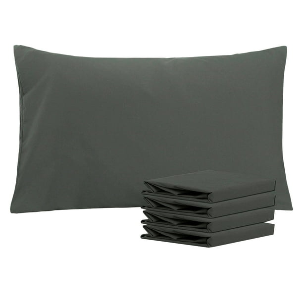 NTBAY Microfiber Queen Pillowcases Set of 4, Envelope Closure, 20" x 30", Dark Gray