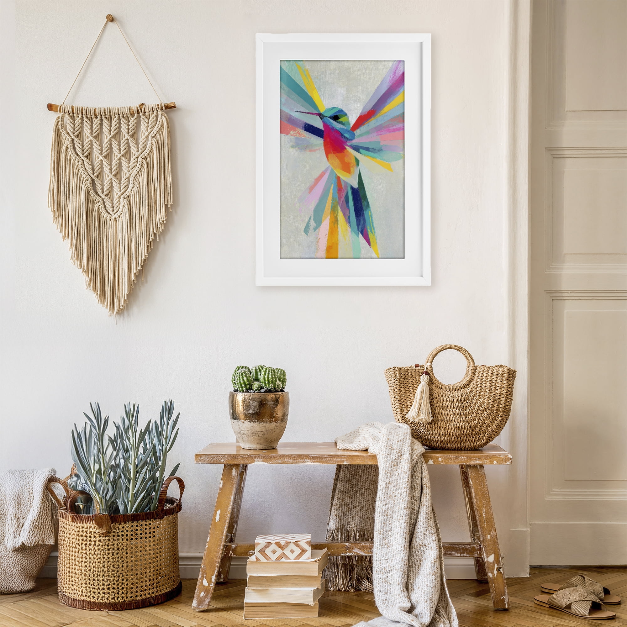 Stupell Industries Rainbow Winged Hummingbird White Framed Print Under Glass, design by Chromatic Storm Studio
