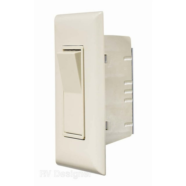 RV Designer Interrupteur Multi-Usage S843 125 Volts AC; Auto-Contenu; Tactile; Bascule; Ivoire; avec Plaque de Couverture; Simple
