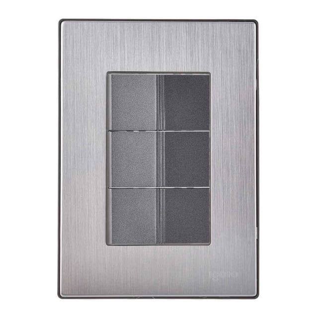Placa Armada Inoxidable con 3 Apagadores Sencillos de Un Modulo Igoto gris oscuro INOX