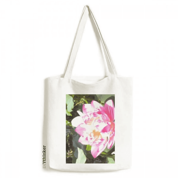 Summer Lake Lotus Tote Canvas Bag Shopping Satchel Casual Handbag