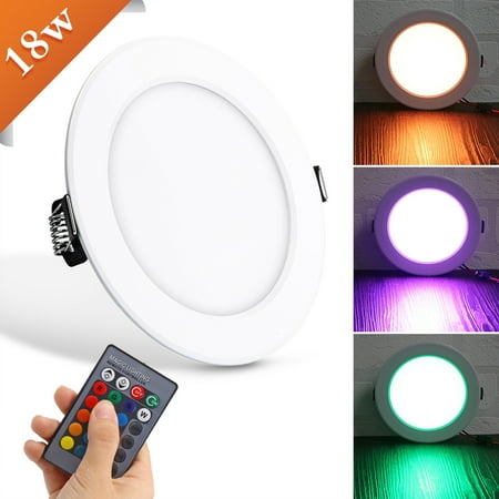 

18W Round RGB LED Panel Light Concealed Recessed Ceiling Lamp Downlight with Remote Control AC 85-265V