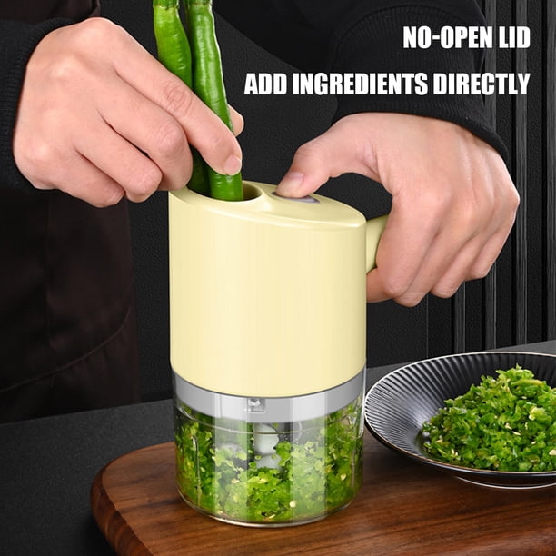 Juego de cortador de vegetales Picadora de alimentos eléctrica para el hogar, Mini cortadora de alimentos portátil, carga USB, limpieza automática de un toque para ajo, cebolla, pimienta, carne