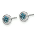 thumbnail image 2 of 14k White Gold Blue/White Diamond Cluster Post Earrings 14k White Gold Earrings, 2 of 2
