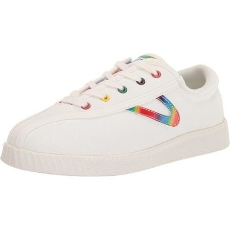 

QUIETTCEX girls Kids Lace-up Nylite Kid s Lace Up Casual Fashion Sneakers for Everyday Walking Comfort WhiteRainbow 1 Little Kid US