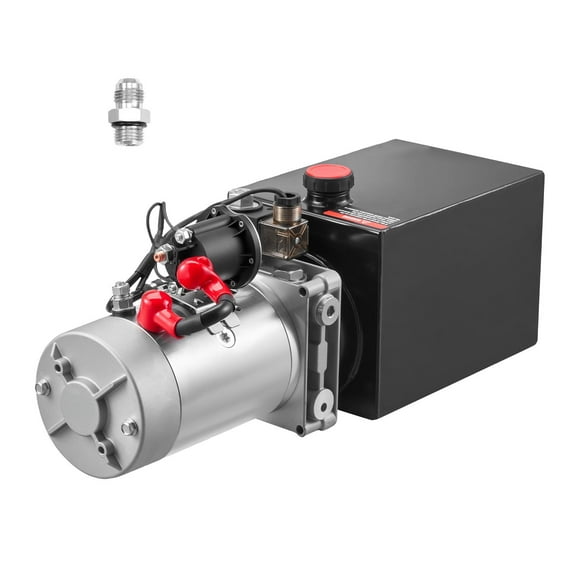 KFFKFF 6 Quart Hydraulic Power Unit, Single Acting Pump for Dump Trailers, 3200 PSI Max Pressure & 0.91 GPM Flow Rate, DC 12V Hydraulic Pump with Durable Metal Reservoir for Vehicle Lifting, Black