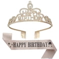 thumbnail image 2 of Yoyauz Women's Birthday Crown & Belt Queen Crystal Crown Rhinestone Hair Band Set Happy Party Decoration Accessories Girls Princess Gift Set, 2 of 6