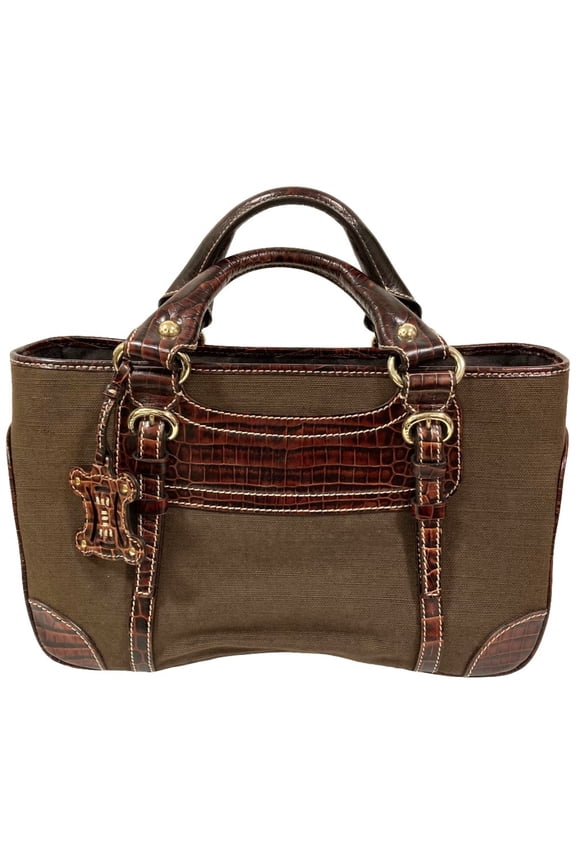 Pre-Owned CELINE Celine Canvas Leather Boogie Back Handbag Brown Women's