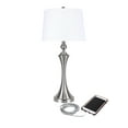 thumbnail image 5 of 31" Brushed Nickel Table Lamps w/ USB Port in Base and White Linen Shade (Set of 2), 5 of 6