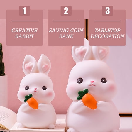 KAKOWELY Vinyl Rabbit Coin Bank Assorted Color Durable Money Jar for Home Decoration