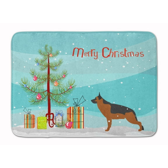 German Shepherd Merry Christmas Tree Machine Washable Memory Foam Mat