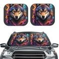 thumbnail image 2 of Gukieu Colorful Wolf Head Print Car Windshield Sun Visor, Foldable Anti-UV Car Sun Visor Suitable for Vans, Trucks Car Accessories-Medium, 2 of 6