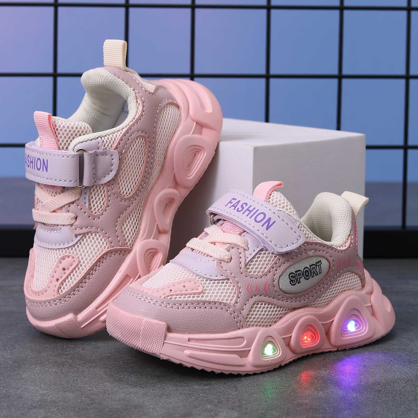 kamemir Kids Roller Shoes Boy Girl Sneakers with Wheels Become Sport Sneaker with Led for Christmas Birthday Children Show Gift(Pink,9.5)