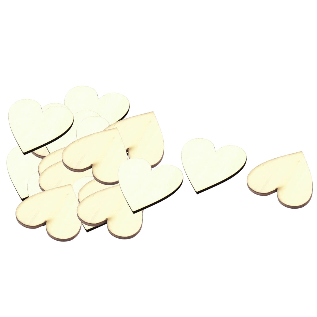 Wooden Love Heart Shaped Art Craft DIY Accessories Beige 40 x 35mm 25