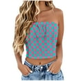 thumbnail image 1 of Haut Tube pour Femmes, Haut Sans Manches et Sans Bretelles en Polyester Uni pour l'Été Décontracté, Longueur Régulière, Bleu, G, 1 of 5