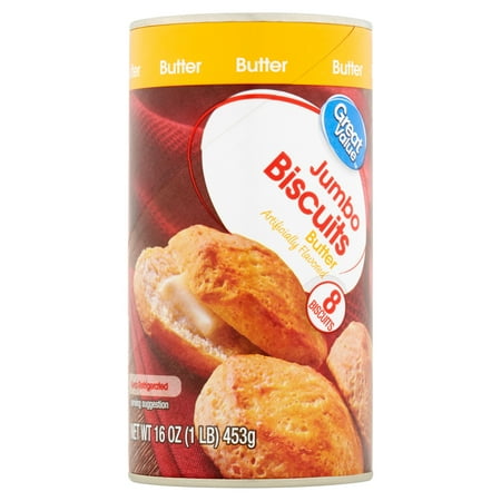 Great Value Butter Jumbo Biscuits, 8 count, 16 oz