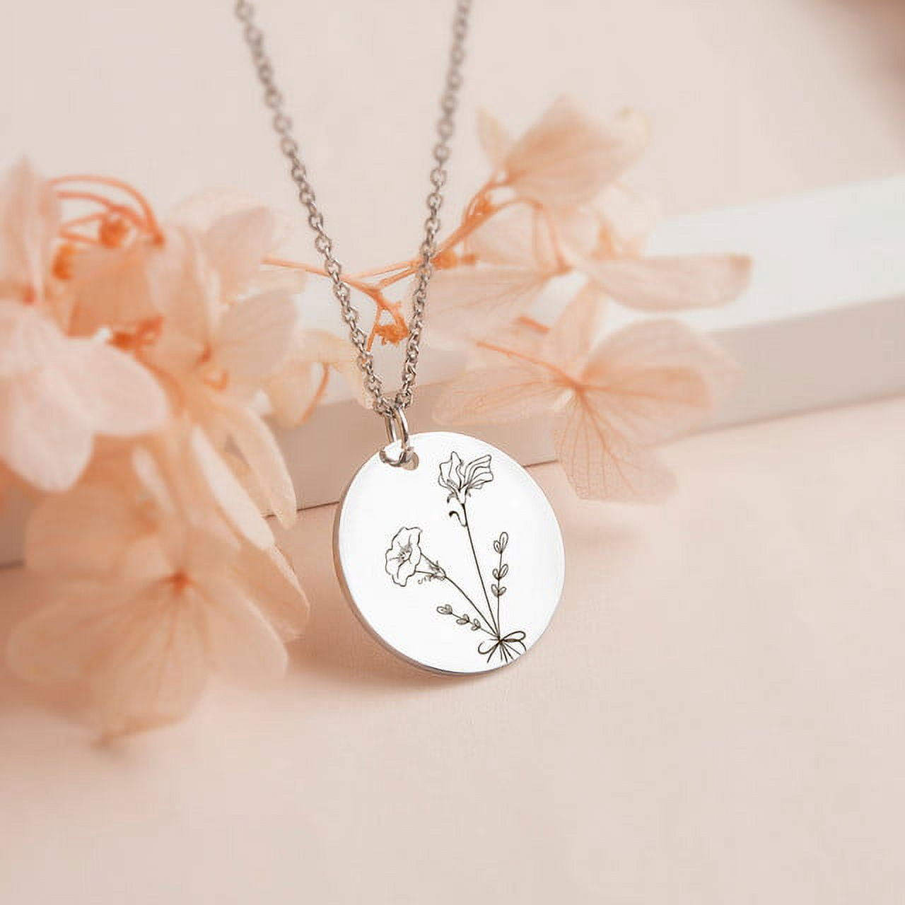 Combined Birth Flower Bouquet Necklace - Birth Flower Bouquet Necklace Personalized - Birth Flower Necklace for Mom - Birth Flower Jewelry