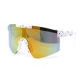 thumbnail image 4 of Boys Kids Size 80s Paint Splatter Oversize Rimless Sport Plastic Sunglasses White - Orange Mirror, 4 of 4