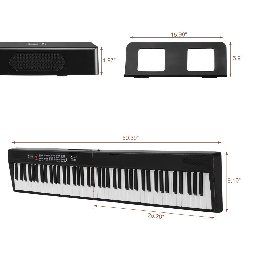 88 Key Foldable Electronic Keyboard Piano, Full Size Semi-Weighted Electric Piano Digital Piano with Dual Bluetooth Mode, 1000 Rhythms, 1000 Timbres and 150 Demos for Beginners Adults (Black)