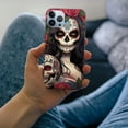 thumbnail image 3 of COMIO  Compatible with iPhone 15 Pro Max Case,Lady Rose Skull Amazing Pattern Design Shockproof Anti-Scratch Hard PC Back Case for iPhone 15 Pro Max, 3 of 4