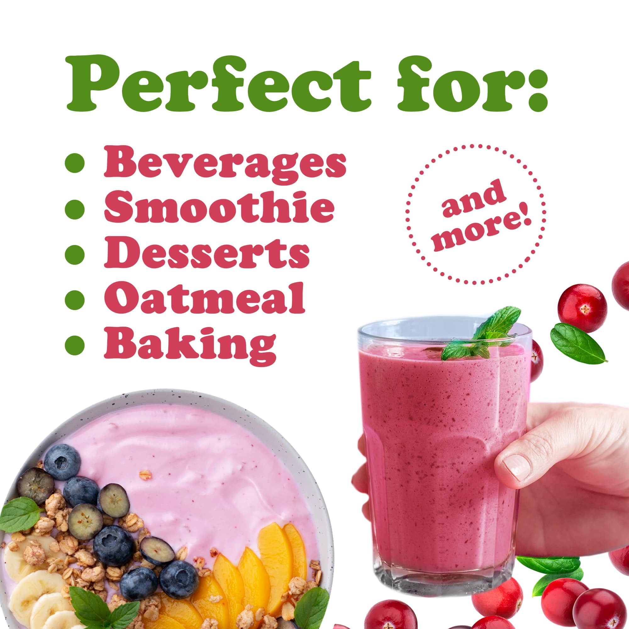 Cranberry Juice Powder, 2 Pounds – Spray-Dried Powder Made from Whole Fruits – by Food to Live