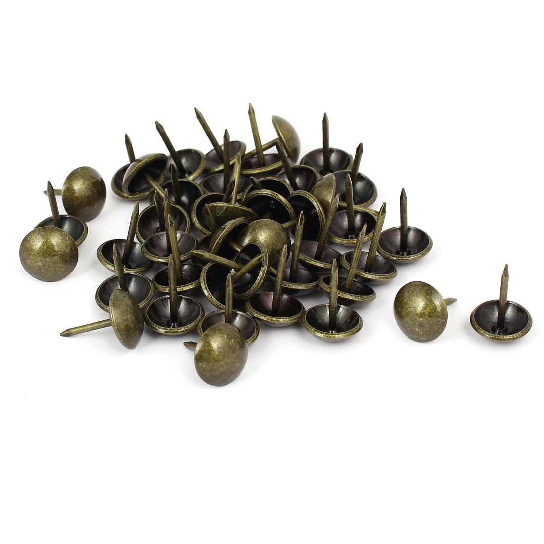 12mm Head Dia 17mm Height Upholstery Nail Thumb Tacks Push Pin Bronze Tone 45pcs