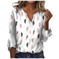 thumbnail image 1 of ICHUANYI Clearance Fashion Woman V Neck Three Quarter 3/4Sleeve T Shirt AutumnBlouse Tops Sweatshirt(Gray, XL) ICHUANYI WER2023080711910, 1 of 4