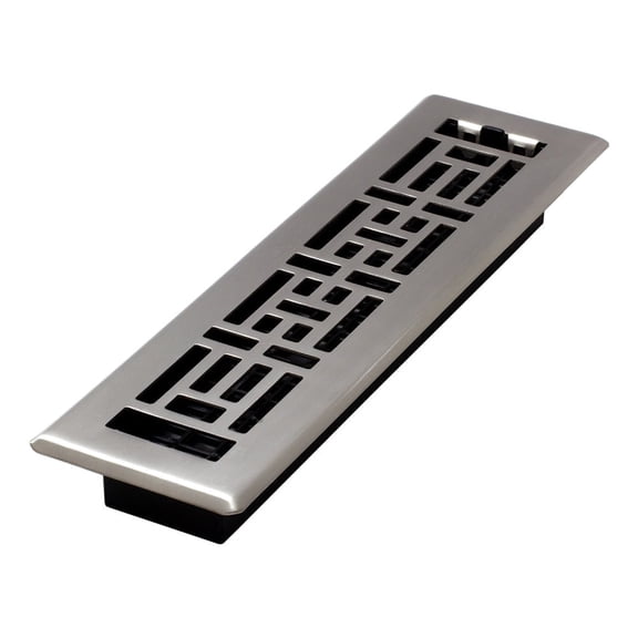 Decor Grates 2x12 Oriental Floor Register Vent Cover, Adjustable Airflow Control, Brushed Nickel (AJH212-NKL)
