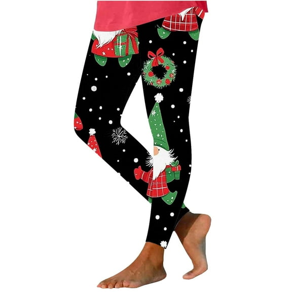 Hueook Fleece-Lined Leggings for Women Womens Christmas Fashion Printed Leggings Yoga Casual Pants Leggings Multicolor 2X