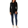 thumbnail image 2 of INSPIRE CHIC Women's Long Sleeve Cowl Neck Asymmetrical Hem Tunic Tops with Pockets Black S, 2 of 4