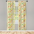 thumbnail image 3 of Ambesonne Fruits Curtains, Colorful Pears Apples Art, Pair of 28"x63", Vermilion and Fern Green, 3 of 5