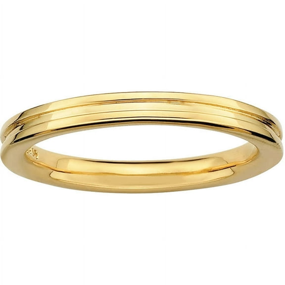Sterling Silver Gold-Plated Grooved Ring