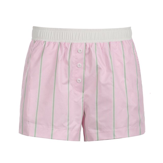 RWJDXD Amazon Short d'Été pour Femmes Européen et Américain à Rayures Tissé Élastique Taille Haute à Boutons Ample Décontracté Confortable Basique