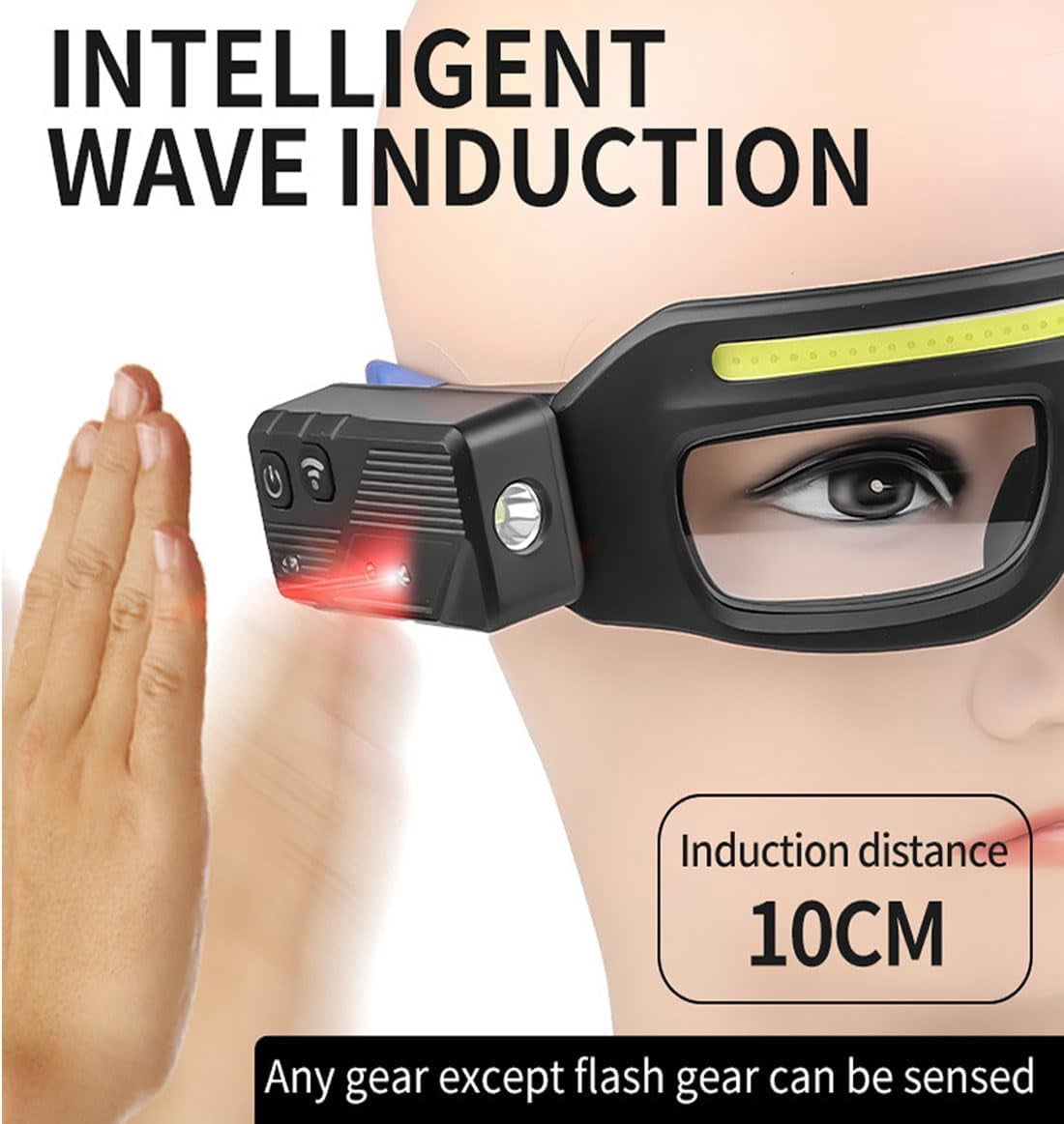 Rechargeable LED Safety Glasses with Motion Sensor for Mechanics, Hands-Free Light