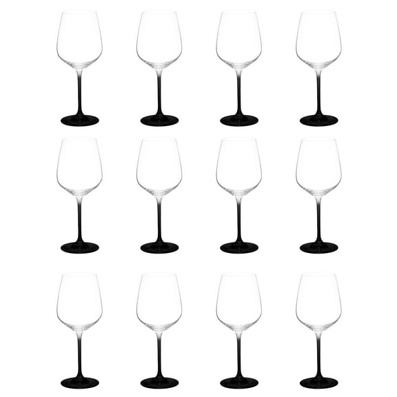 Wine Glasses 17.5 oz. Set of 12, Bulk Pack - Restaurant Glassware, Perfect for Red Wine or White Wine - Black