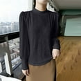 thumbnail image 2 of AherBiu Long Sleeve Tops for Women Dressy Casual Blouse High Neck Comfy Basic Layer T Shirts, 2 of 3