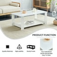 thumbnail image 5 of Modern Minimalist White Double Layered Solid Wood Coffee Table, Rectangular Coffee Table Suitable Tea Table with Storage Shelf, 2-Tier Sofa Side Table for Living Room, Dining Room, and Bedroom, 5 of 12