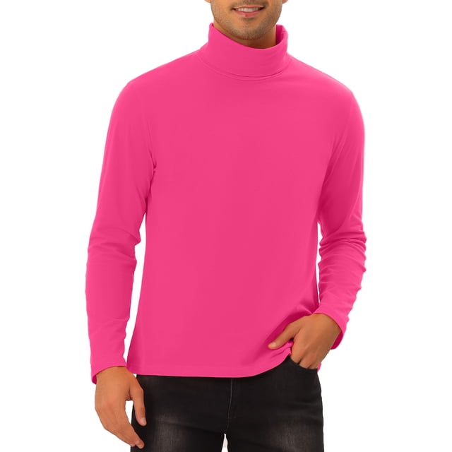 Camiseta de punto de manga larga con cuello alto INSPIRE CHIC para hombres S Rosa Rojo