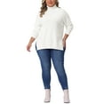 thumbnail image 2 of Agnes Orinda Women's Plus Size Sweaters Turtle Neck Long Sleeve Side Slit Casual Loose Pullover Knit Top 2X White, 2 of 6