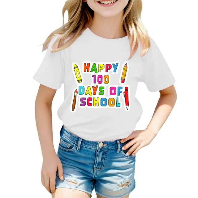 TZEWGL Tees For Newborn Cute Short Sleeve Loose Graphic Prints Summer Clothes Top For Kids size 12-13T