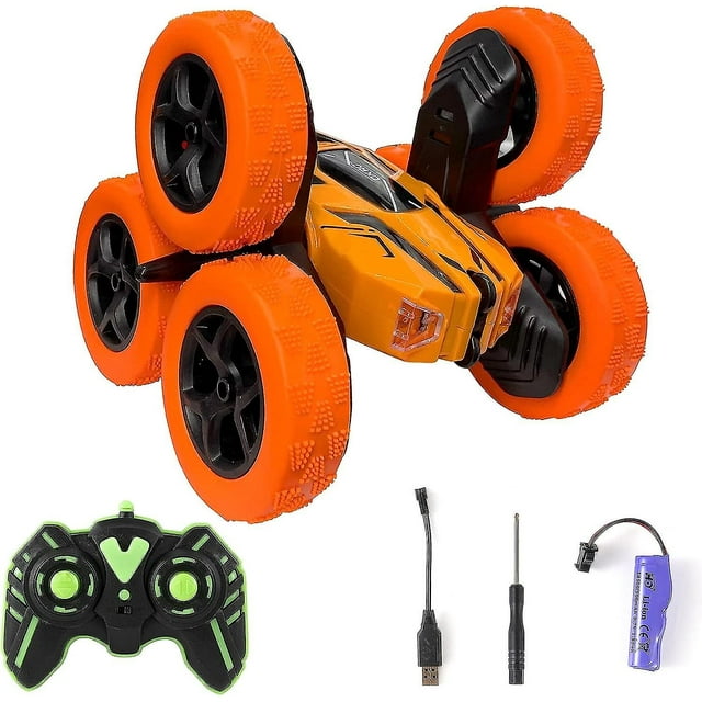 Voiture Télécommandée, Voiture Cascade Rc Double Face Rotative à 360°, Voitures pour Enfants avec Détection de Gestes, Cadeaux pour Garçons de 3 4 5 6 7 8 Ans (Vert, 4 Roues)