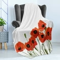 thumbnail image 4 of Poppy Flower Soft Flannel Fleece Blanket, Efflorescing Meadow in the Backwoods Vibrant Blossoms Buds Bouquet, Cozy Plush for Indoor and Outdoor Use, 60" x 80", Olive Green Vermilion, by Ambesonne, 4 of 5