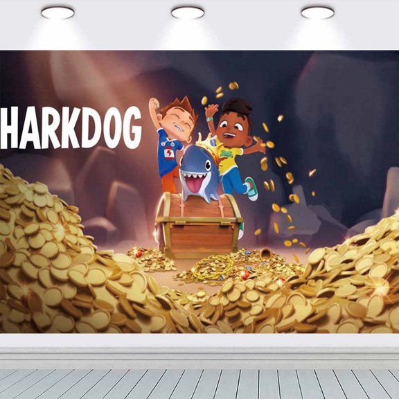 Sharkdog Birthday Party Supplies Banner Backdrop Background Taspestry Poster Wall Decor